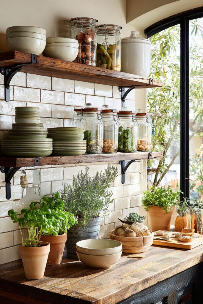Kitchen Open Shelving Display of Culinary Treasures