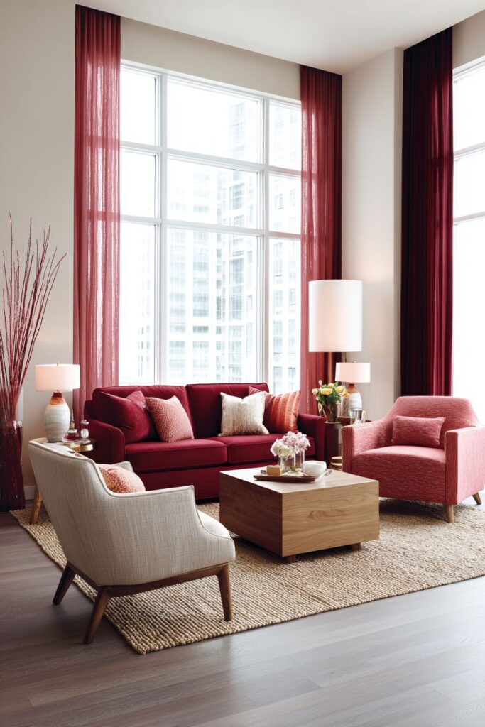 Multiple Red Tones Seating Harmony