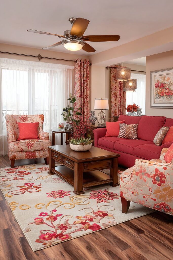 Multiple Red Tones Seating Harmony