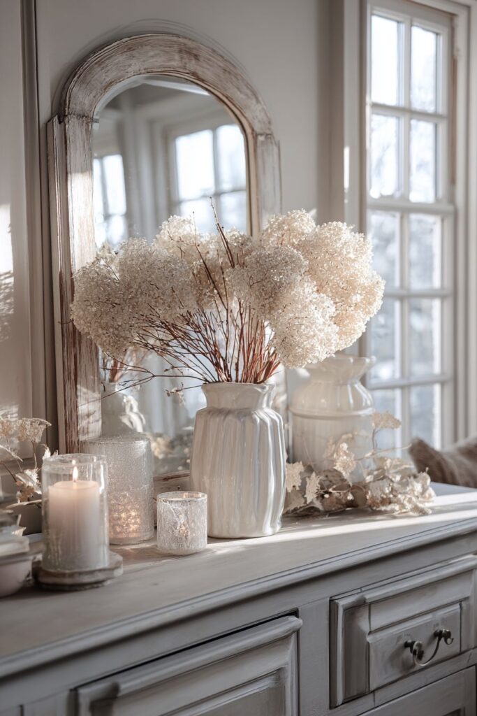 Dresser Vignette Winter Styling