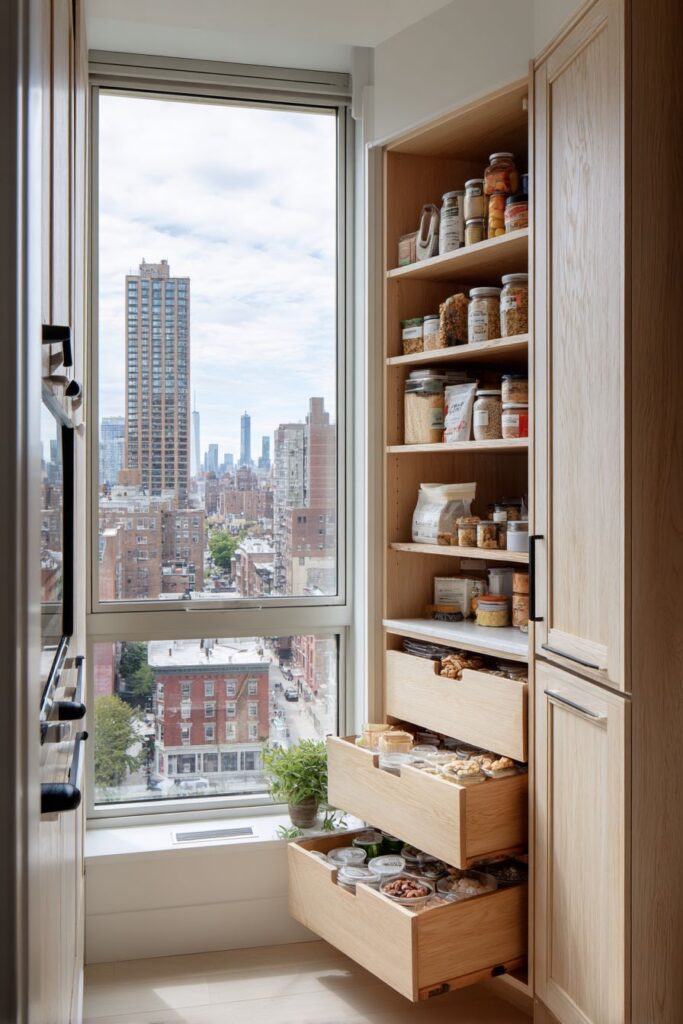 Small Apartment White Oak Space Maximization