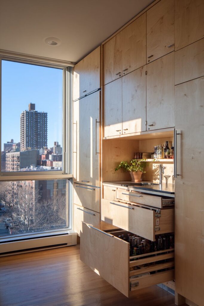 Small Apartment White Oak Space Maximization