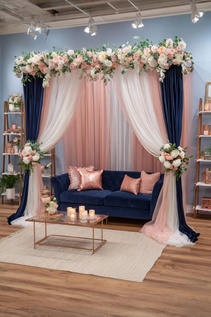 Navy and Rose Gold Living Room Transformation