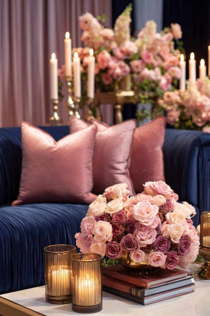 Navy and Rose Gold Living Room Transformation