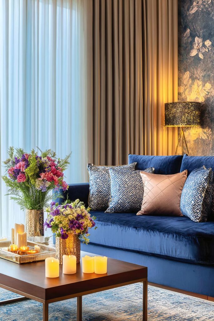 Navy and Rose Gold Living Room Transformation