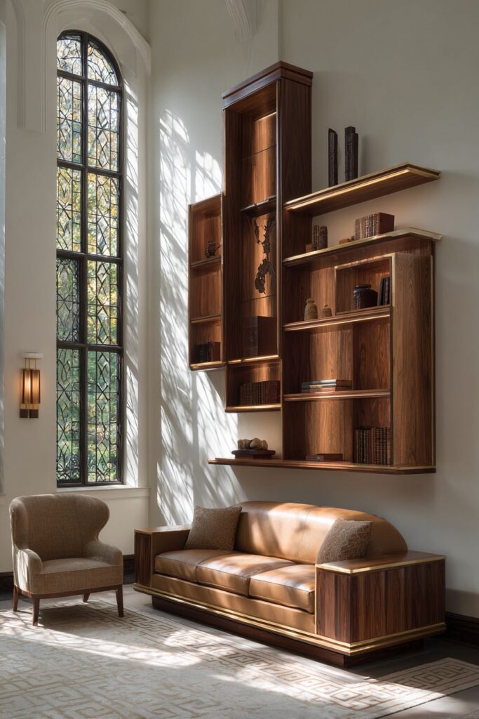 Library Sophistication with Stepped Geometric Shelving