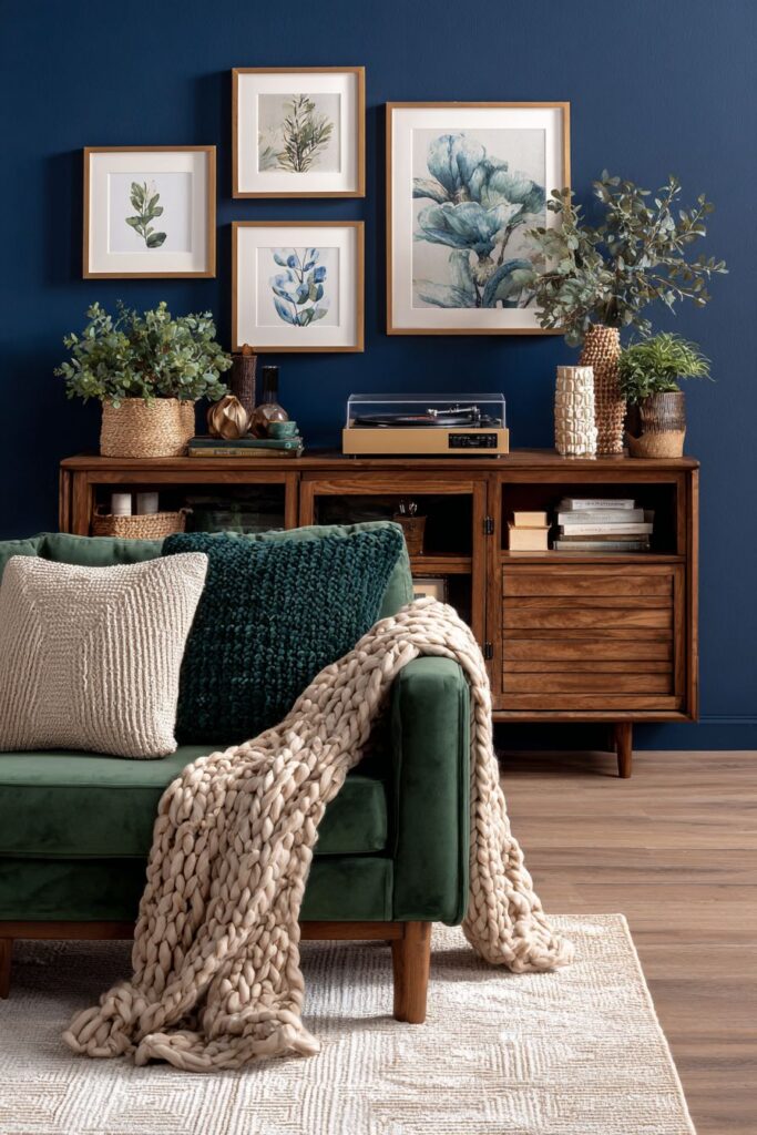 Media Wall with Dark Walnut Credenza