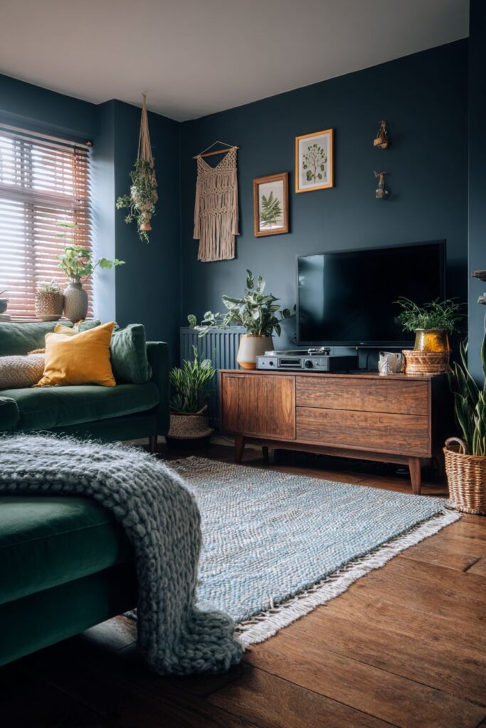 Media Wall with Dark Walnut Credenza