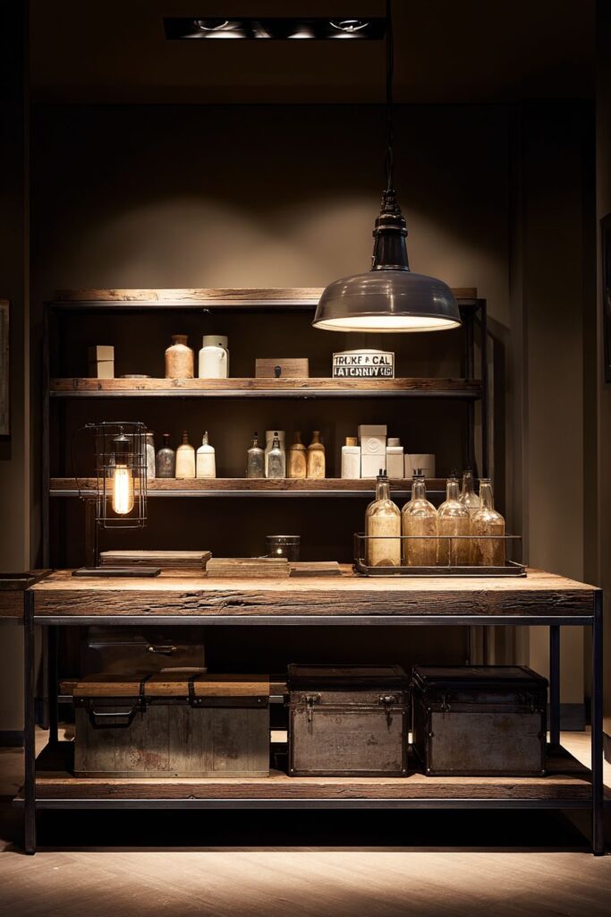 Industrial-Style Console with Raw Material Authenticity