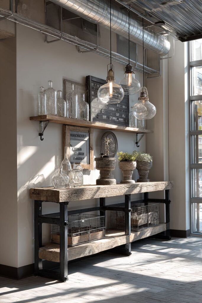 Industrial-Style Console with Raw Material Authenticity