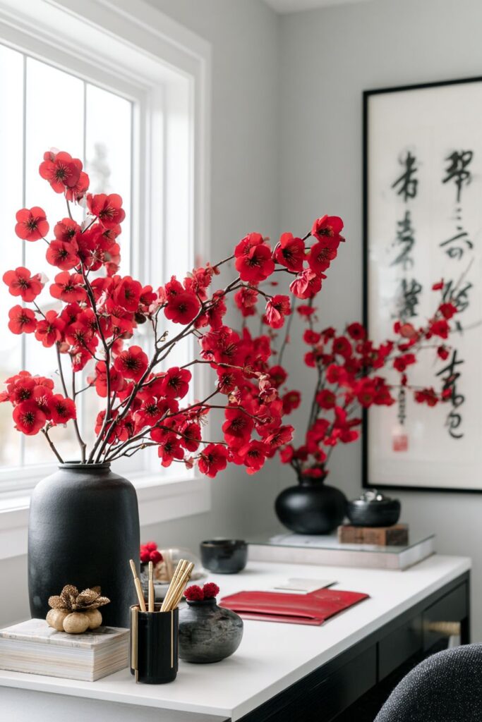 Sophisticated Home Office with Subtle Cultural Integration