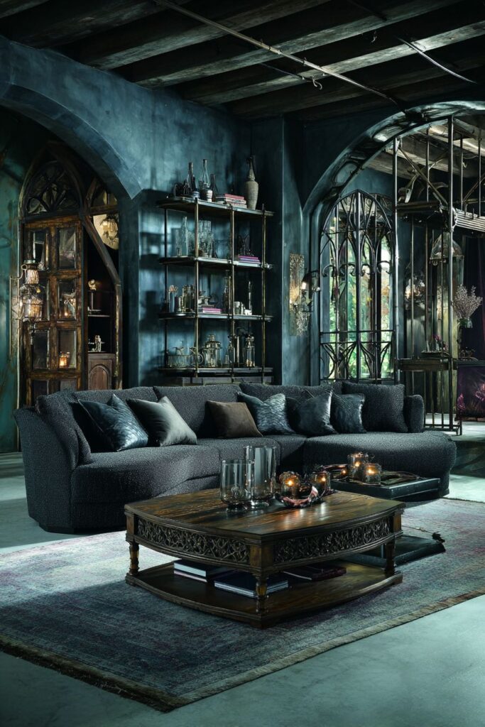 Bouclé Comfort Meets Carved Wood Craftsmanship