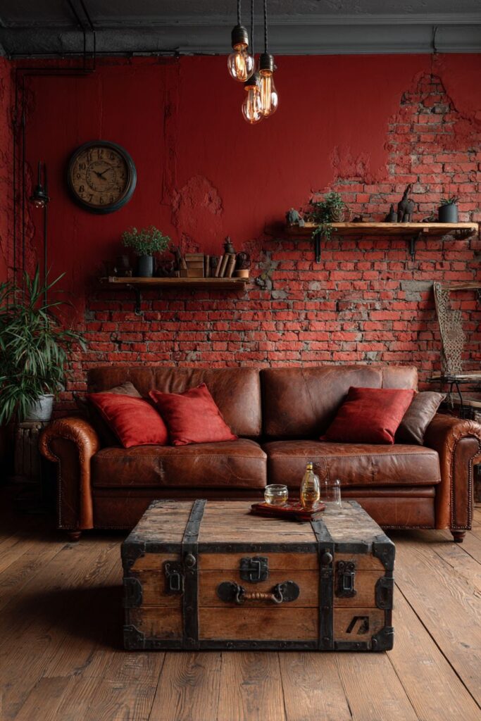 Rustic Barn Red Exposed Brick Character
