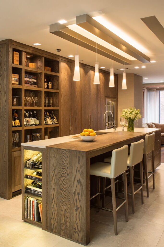 Counter-Height Table with Wine Rack Storage