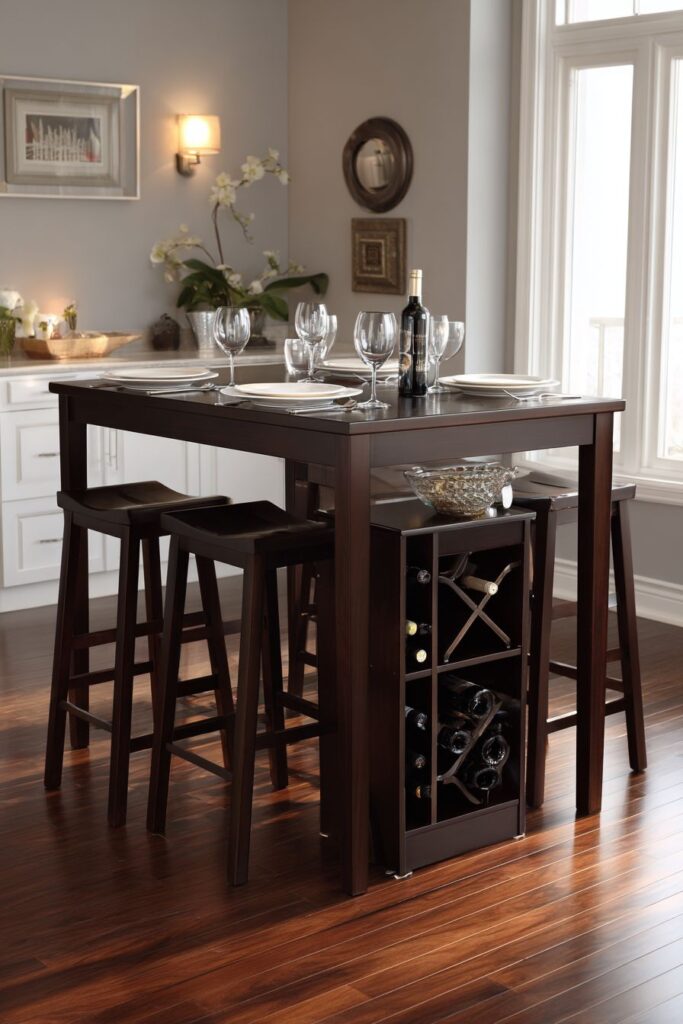 Counter-Height Table with Wine Rack Storage