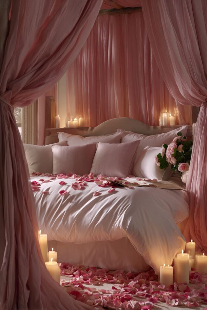 Silk-Draped Bedroom Sanctuary with Candlelit Romance
