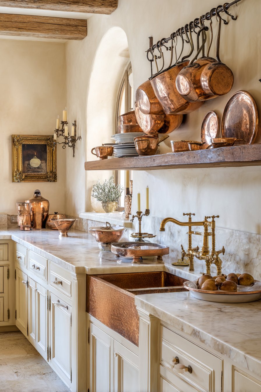 Copper Cookware and Brass Accents