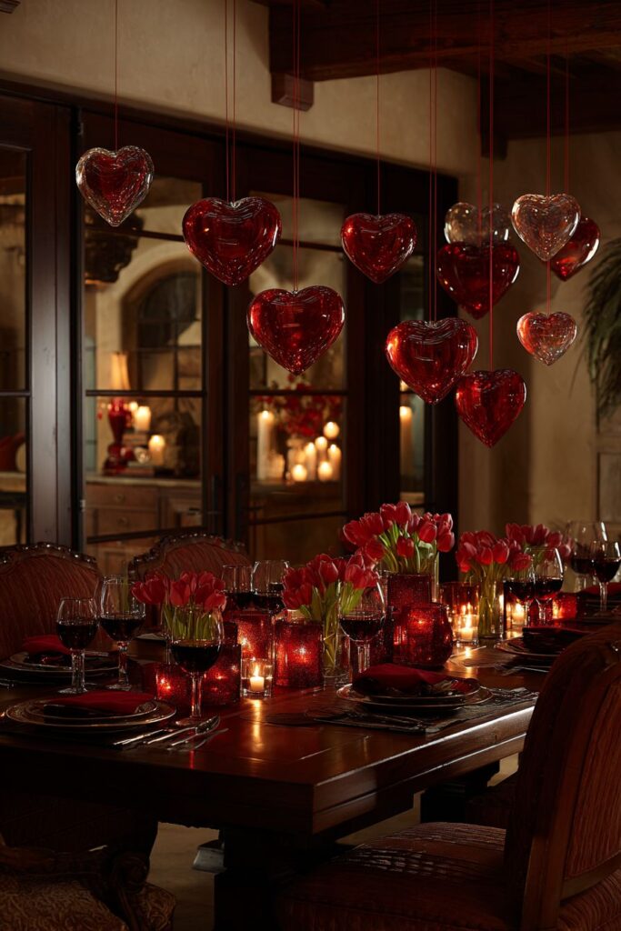 Elegant Chandelier Heart Ornament Display