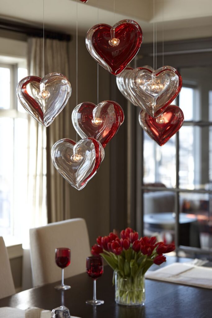 Elegant Chandelier Heart Ornament Display