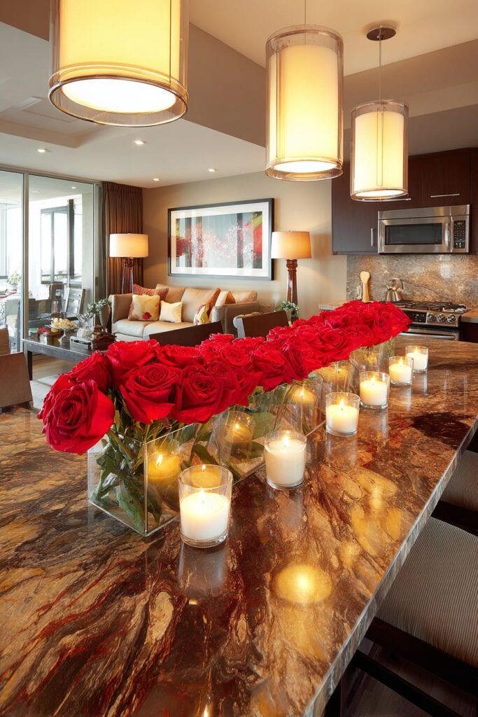 Functional Kitchen Romance with Fresh Flowers