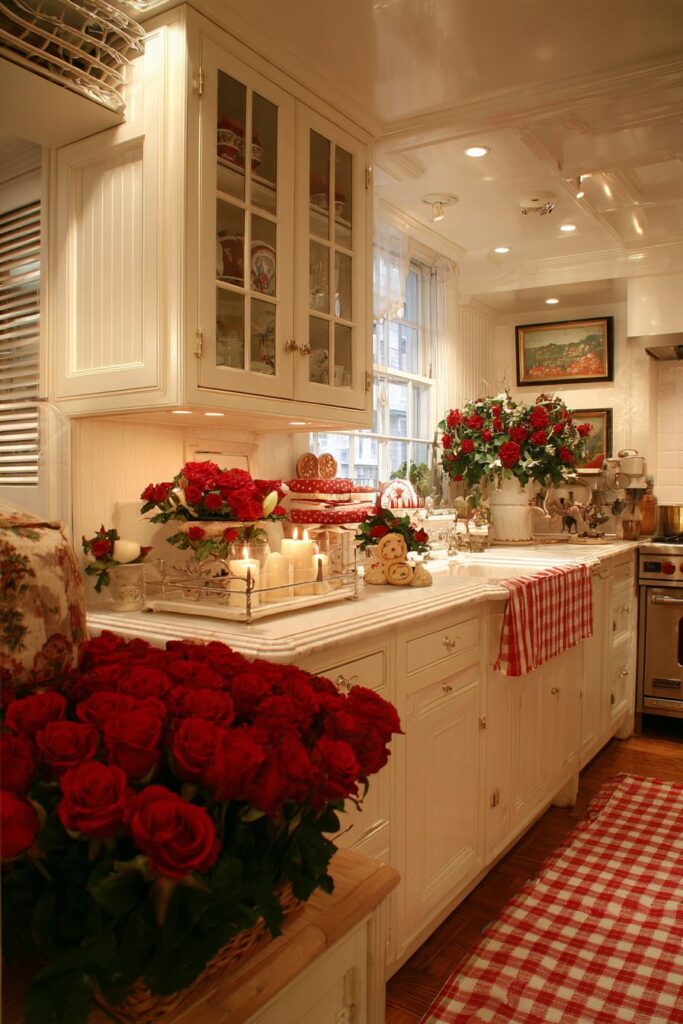 Functional Kitchen Romance with Fresh Flowers