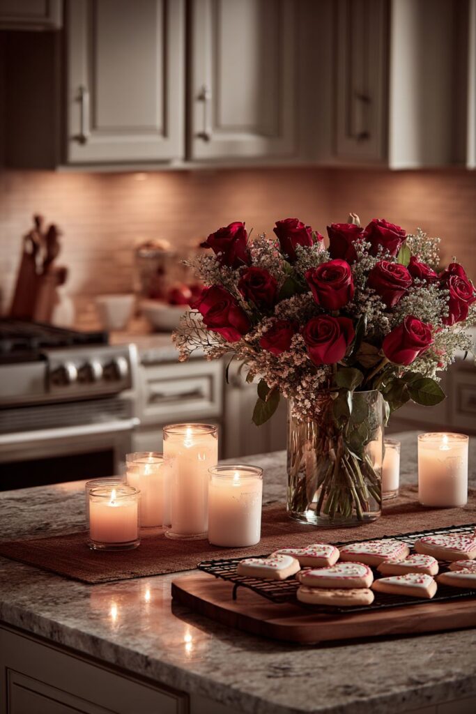 Functional Kitchen Romance with Fresh Flowers