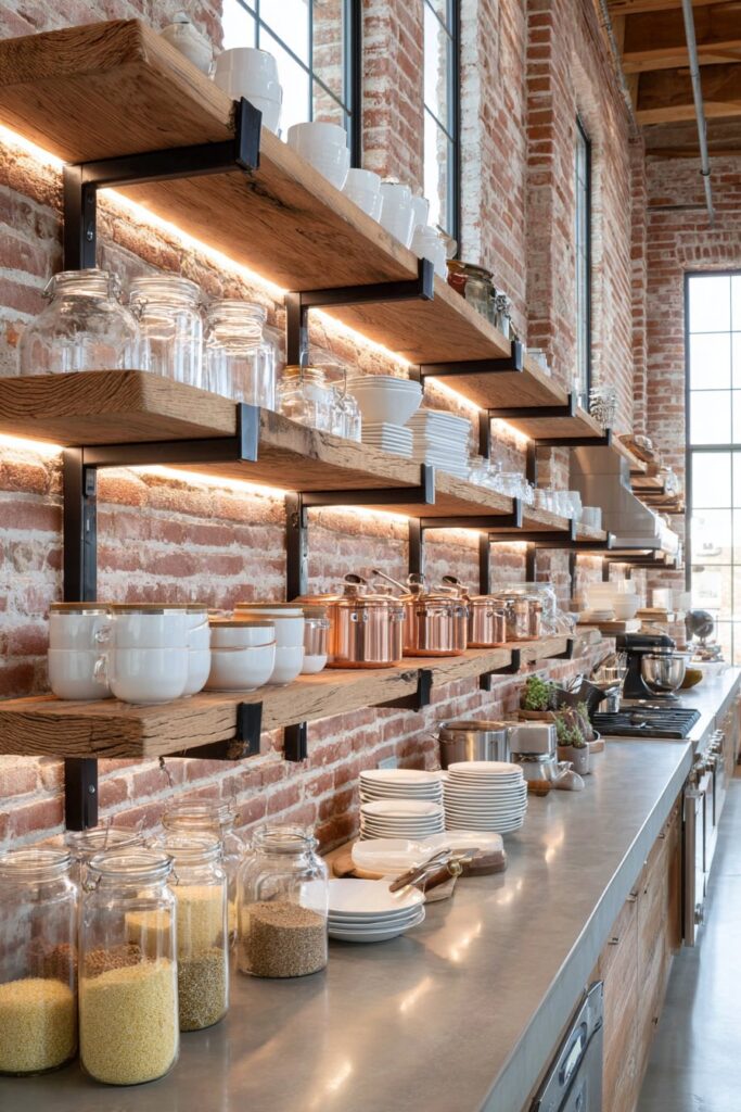 Utilize Industrial-Style Open Shelving