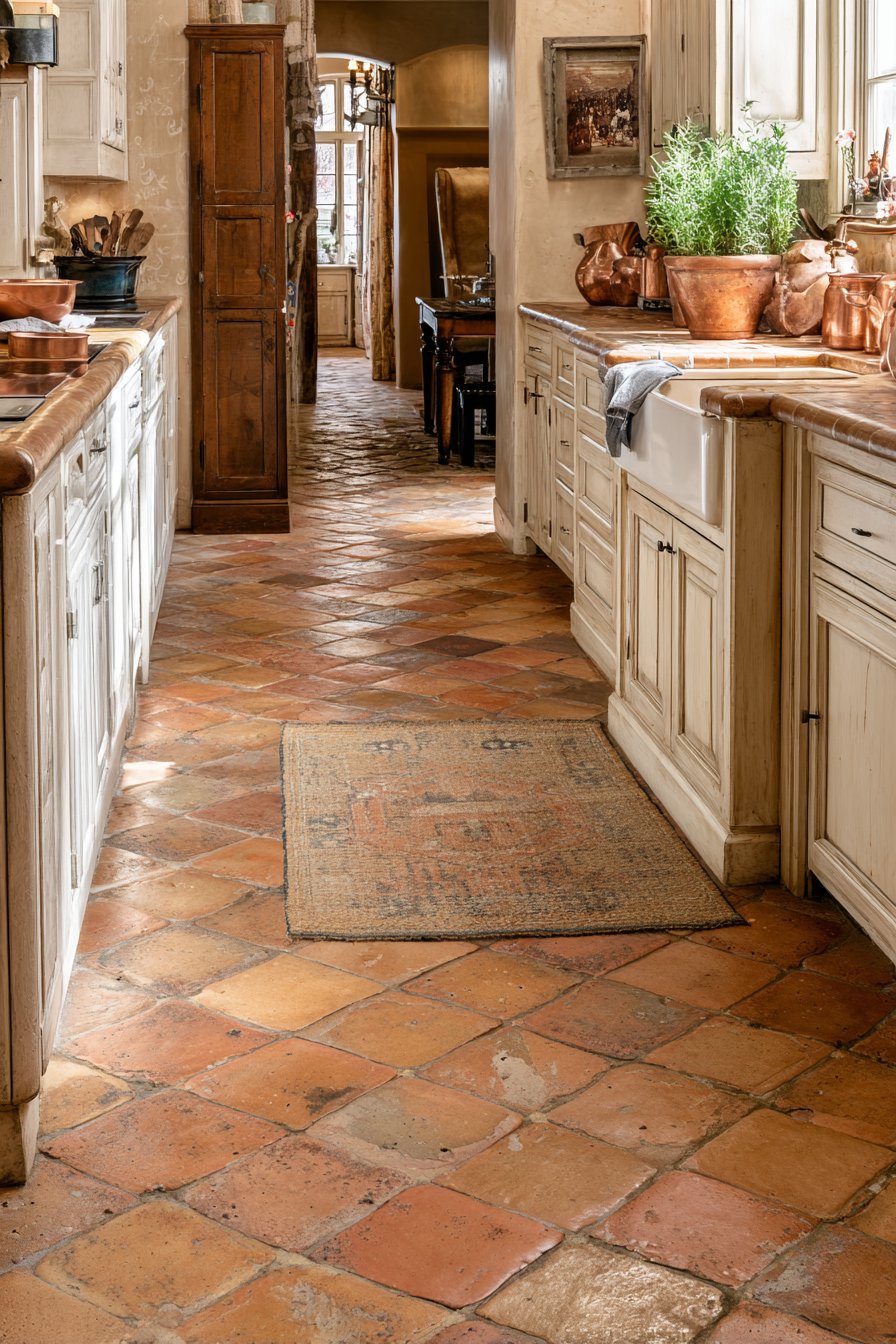 Rustic Terracotta and Stone Flooring