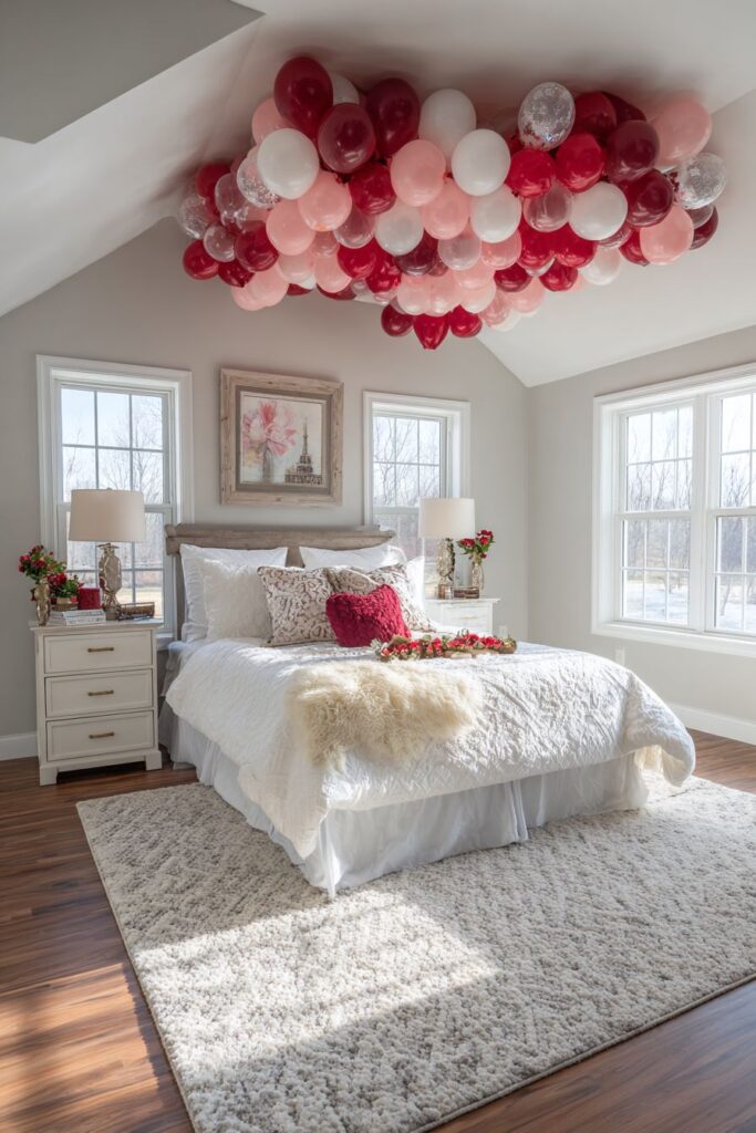 Playful Master Bedroom Balloon Surprise