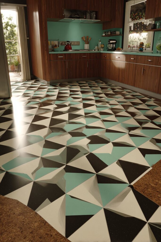Vinyl or Cork Flooring in Bold Patterns