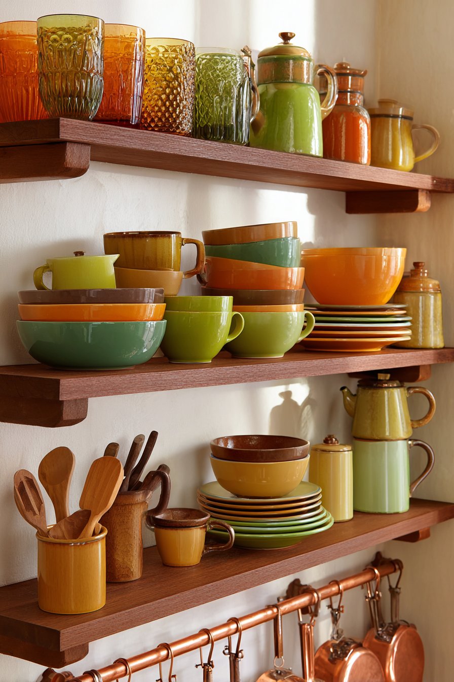 Display Colorful Dishware and Vintage Accessories