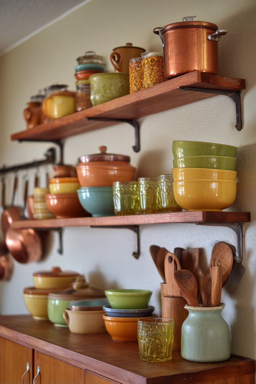 Display Colorful Dishware and Vintage Accessories