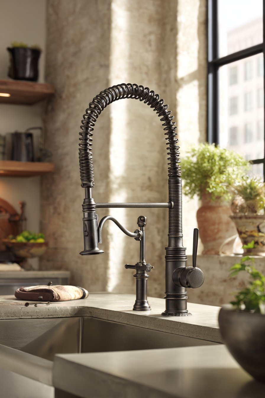 Feature Industrial-Style Faucets and Fixtures