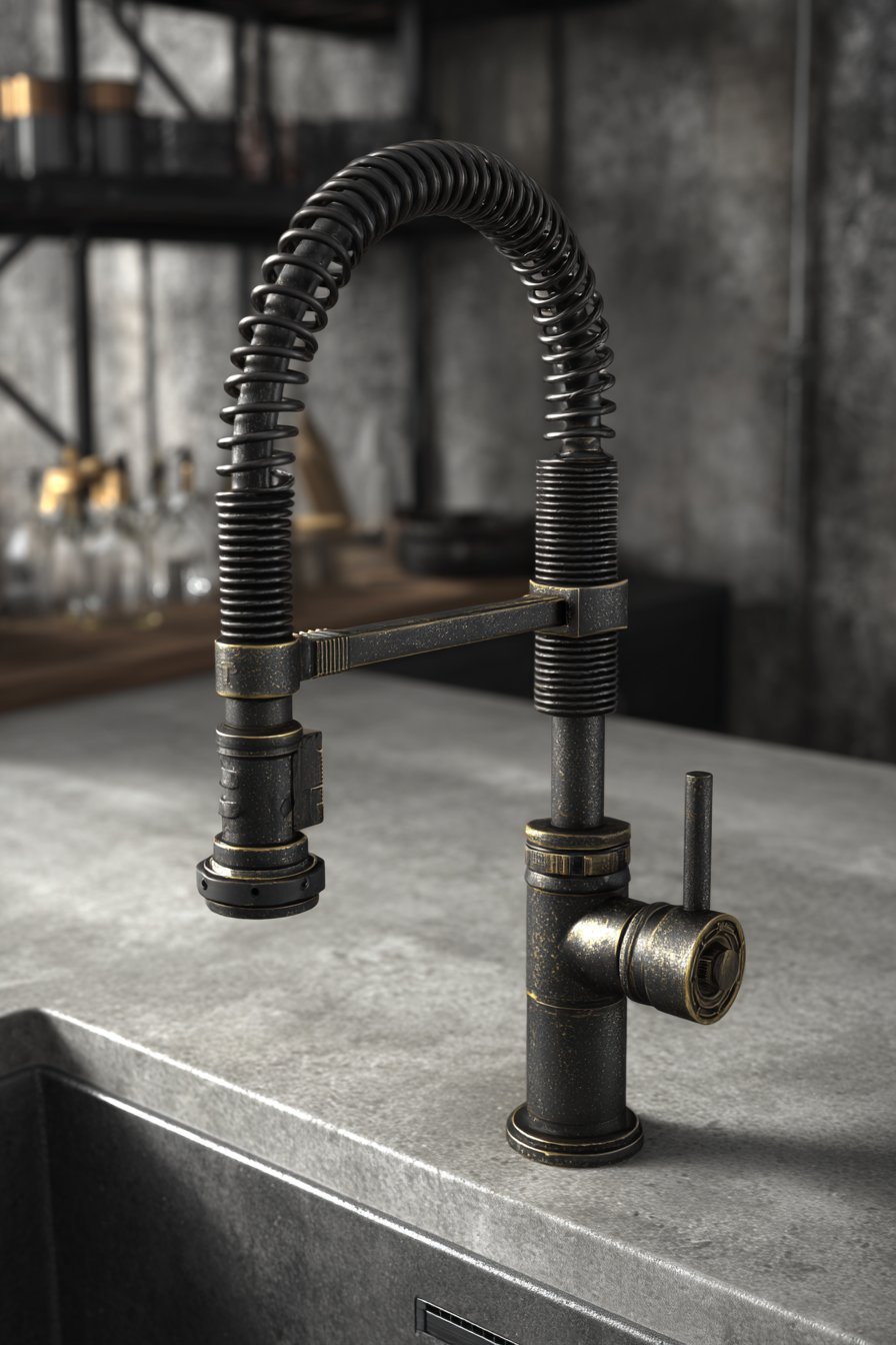 Feature Industrial-Style Faucets and Fixtures