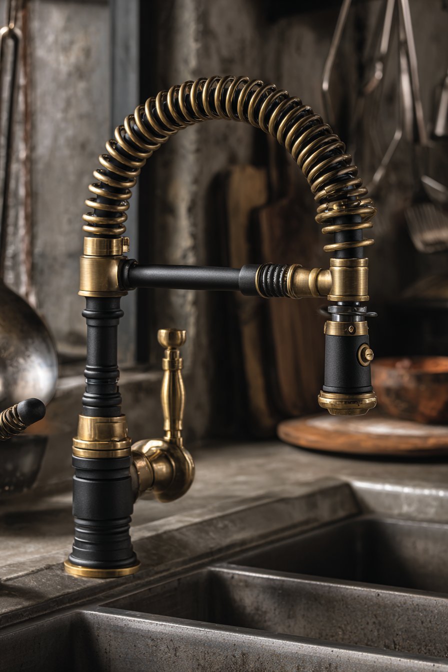 Feature Industrial-Style Faucets and Fixtures