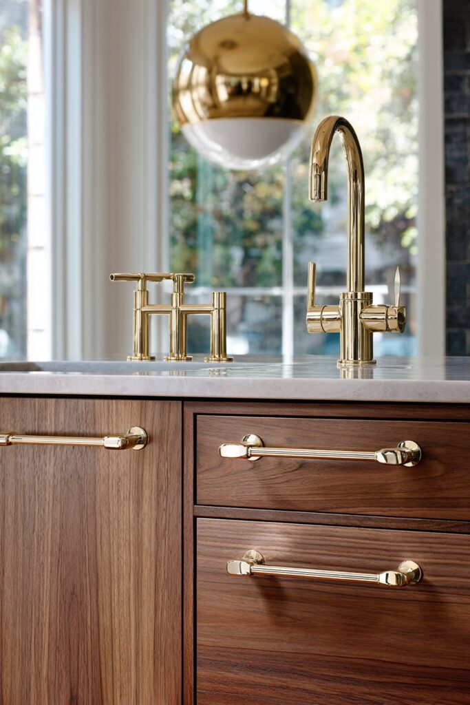 Chrome and Brass Hardware Details